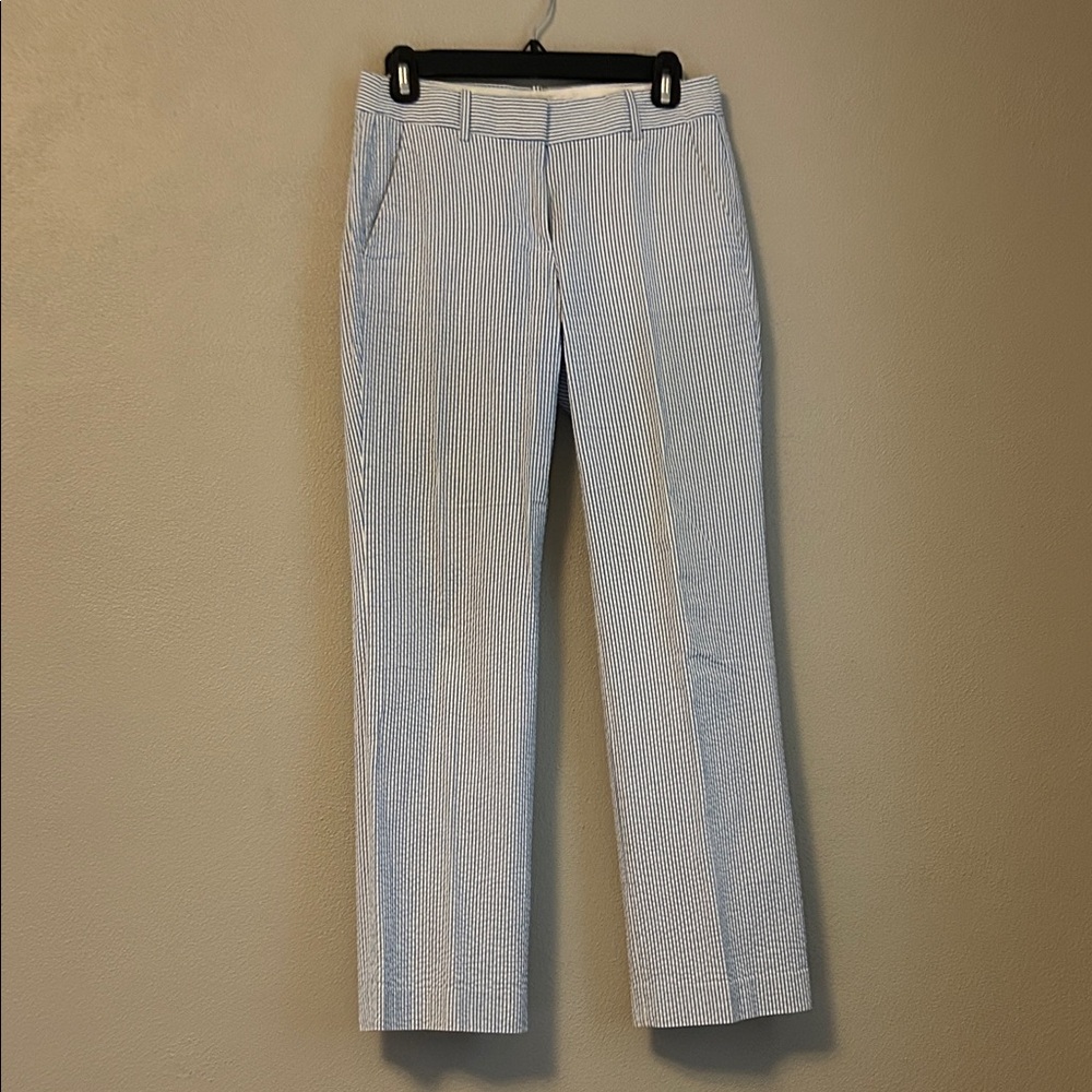 Blue Seersucker Striped Pants